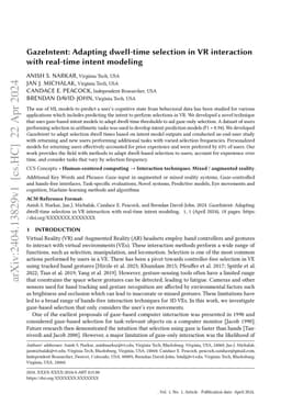 GazeIntent: Adapting dwell-time selection in VR interaction with
  real-time intent modeling