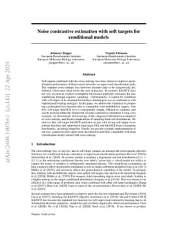 Towards noise contrastive estimation with soft targets for conditional
  models