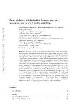 Swap distance minimization beyond entropy minimization in word order
  variation