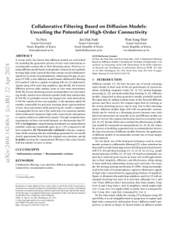 Collaborative Filtering Based on Diffusion Models: Unveiling the
  Potential of High-Order Connectivity