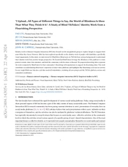 "I Upload...All Types of Different Things to Say, the World of Blindness
  Is More Than What They Think It Is": A Study of Blind TikTokers' Identity
  Work from a Flourishing Perspective