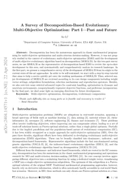 A Survey of Decomposition-Based Evolutionary Multi-Objective
  Optimization: Part I-Past and Future
