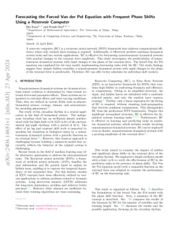 Forecasting the Forced van der Pol Equation with Frequent Phase Shifts
  Using Reservoir Computing