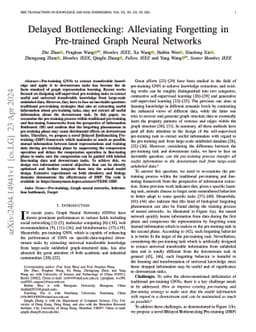 Delayed Bottlenecking: Alleviating Forgetting in Pre-trained Graph
  Neural Networks