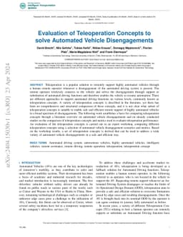 Evaluation of Teleoperation Concepts to solve Automated Vehicle
  Disengagements