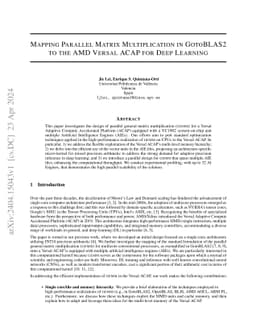 Mapping Parallel Matrix Multiplication in GotoBLAS2 to the AMD Versal
  ACAP for Deep Learning