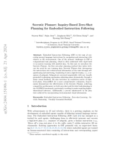 Socratic Planner: Self-QA-Based Zero-Shot Planning for Embodied Instruction Following