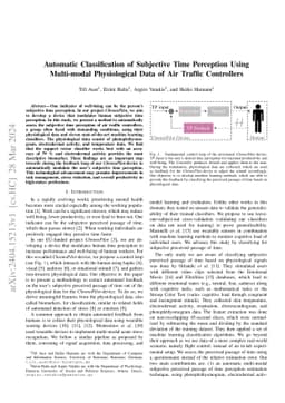 Automatic Classification of Subjective Time Perception Using Multi-modal
  Physiological Data of Air Traffic Controllers