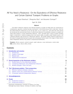 All You Need is Resistance: On the Equivalence of Effective Resistance and Certain Optimal Transport Problems on Graphs