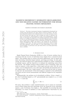 Maximum Discrepancy Generative Regularization and Non-Negative Matrix
  Factorization for Single Channel Source Separation