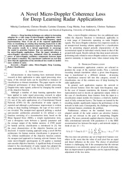 A Novel Micro-Doppler Coherence Loss for Deep Learning Radar
  Applications