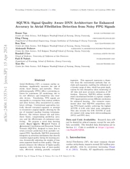 SQUWA: Signal Quality Aware DNN Architecture for Enhanced Accuracy in
  Atrial Fibrillation Detection from Noisy PPG Signals