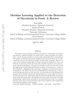 Machine Learning Applied to the Detection of Mycotoxin in Food: A Review