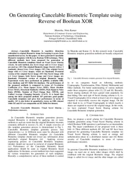 On Generating Cancelable Biometric Template using Reverse of Boolean XOR