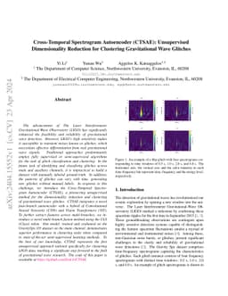 Cross-Temporal Spectrogram Autoencoder (CTSAE): Unsupervised
  Dimensionality Reduction for Clustering Gravitational Wave Glitches