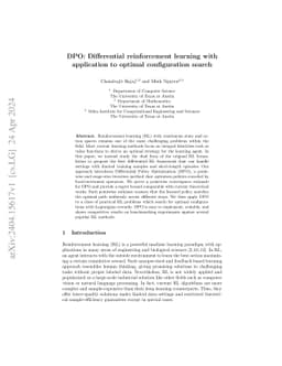 DPO: Differential reinforcement learning with application to optimal
  configuration search