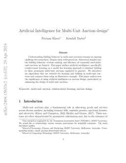 Artificial Intelligence for Multi-Unit Auction design
