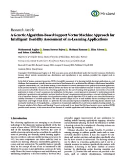 A Genetic Algorithm-Based Support Vector Machine Approach for
  Intelligent Usability Assessment of m-Learning Applications