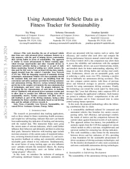 Using Automated Vehicle Data as a Fitness Tracker for Sustainability