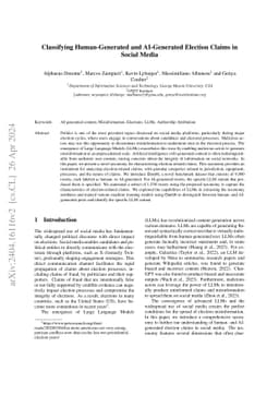 Classifying Human-Generated and AI-Generated Election Claims in Social
  Media