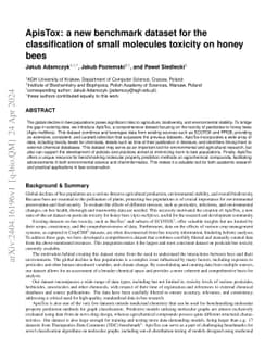 ApisTox: a new benchmark dataset for the classification of small
  molecules toxicity on honey bees