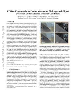 CFMW: Cross-modality Fusion Mamba for Multispectral Object Detection
  under Adverse Weather Conditions