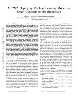 ML2SC: Deploying Machine Learning Models as Smart Contracts on the
  Blockchain
