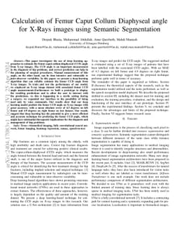 Calculation of Femur Caput Collum Diaphyseal angle for X-Rays images
  using Semantic Segmentation