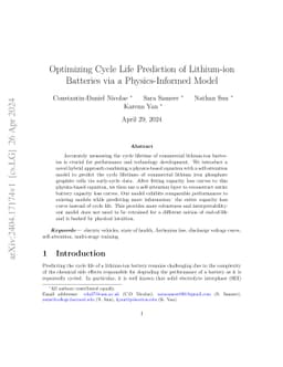 Optimizing Cycle Life Prediction of Lithium-ion Batteries via a Physics-Informed Model