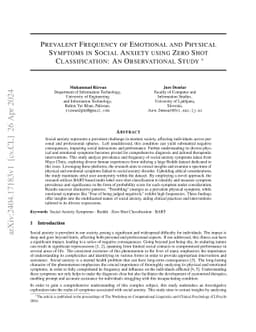 Prevalent Frequency of Emotional and Physical Symptoms in Social Anxiety
  using Zero Shot Classification: An Observational Study
