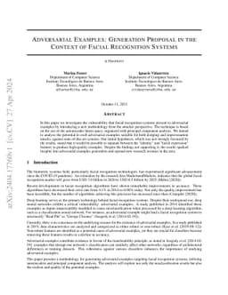 Adversarial Examples: Generation Proposal in the Context of Facial
  Recognition Systems
