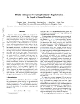 ODCR: Orthogonal Decoupling Contrastive Regularization for Unpaired
  Image Dehazing