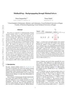 MinBackProp -- Backpropagating through Minimal Solvers