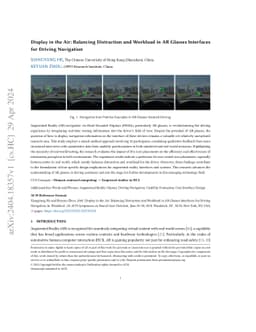Display in the Air: Balancing Distraction and Workload in AR Glasses
  Interfaces for Driving Navigation