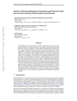 QANA: LLM-based Question Generation and Network Analysis for Zero-shot
  Key Point Analysis and Beyond
