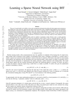 Learning a Sparse Neural Network using IHT