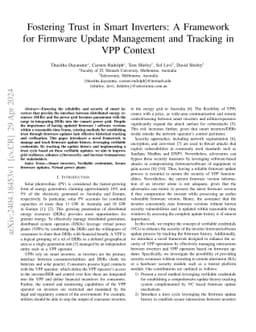 Fostering Trust in Smart Inverters: A Framework for Firmware Update
  Management and Tracking in VPP Context