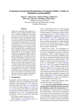 Evaluating Concept-based Explanations of Language Models: A Study on
  Faithfulness and Readability