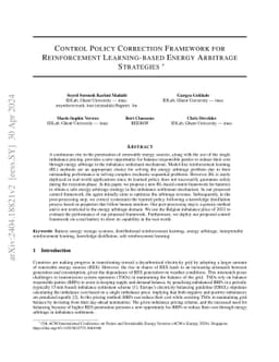 Control Policy Correction Framework for Reinforcement Learning-based
  Energy Arbitrage Strategies
