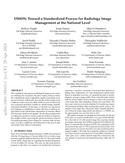 VISION: Toward a Standardized Process for Radiology Image Management at
  the National Level