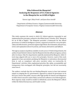 Who Followed the Blueprint? Analyzing the Responses of U.S. Federal
  Agencies to the Blueprint for an AI Bill of Rights
