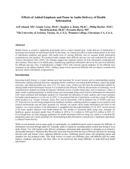 Effects of Added Emphasis and Pause in Audio Delivery of Health
  Information