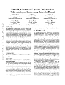 Game-MUG: Multimodal Oriented Game Situation Understanding and
  Commentary Generation Dataset