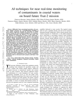 AI techniques for near real-time monitoring of contaminants in coastal
  waters on board future Phisat-2 mission