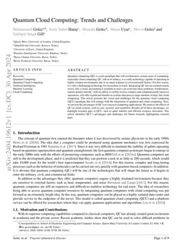 Quantum Cloud Computing: Trends and Challenges