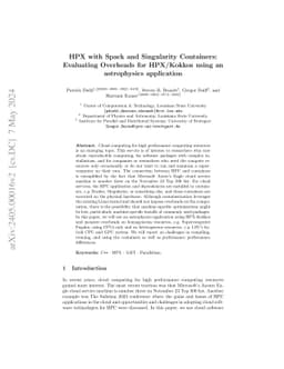 HPX with Spack and Singularity Containers: Evaluating Overheads for
  HPX/Kokkos using an astrophysics application