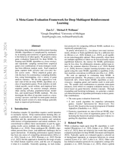 A Meta-Game Evaluation Framework for Deep Multiagent Reinforcement
  Learning