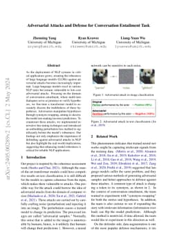 Adversarial Attacks and Defense for Conversation Entailment Task