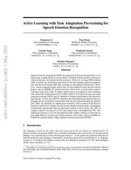 Active Learning with Task Adaptation Pre-training for Speech Emotion
  Recognition