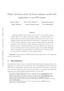 Object detection under the linear subspace model with application to
  cryo-EM images